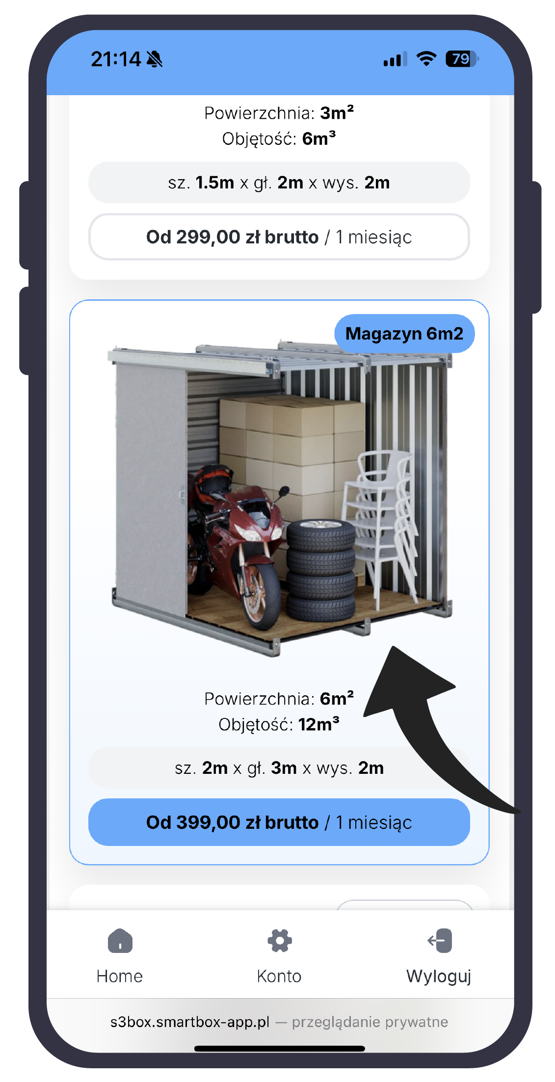 KROK 3. Wybierz rozmiar boxu