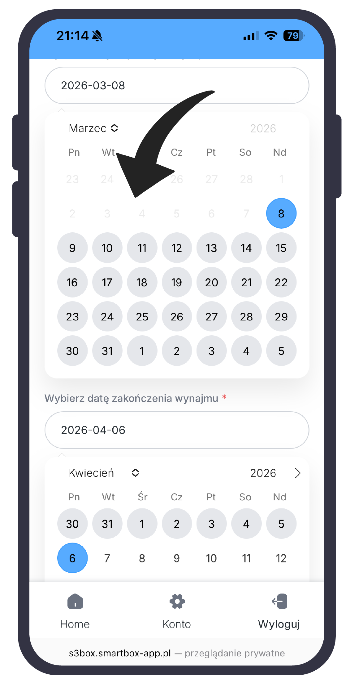 KROK 4. Wybierz datę wynajmu